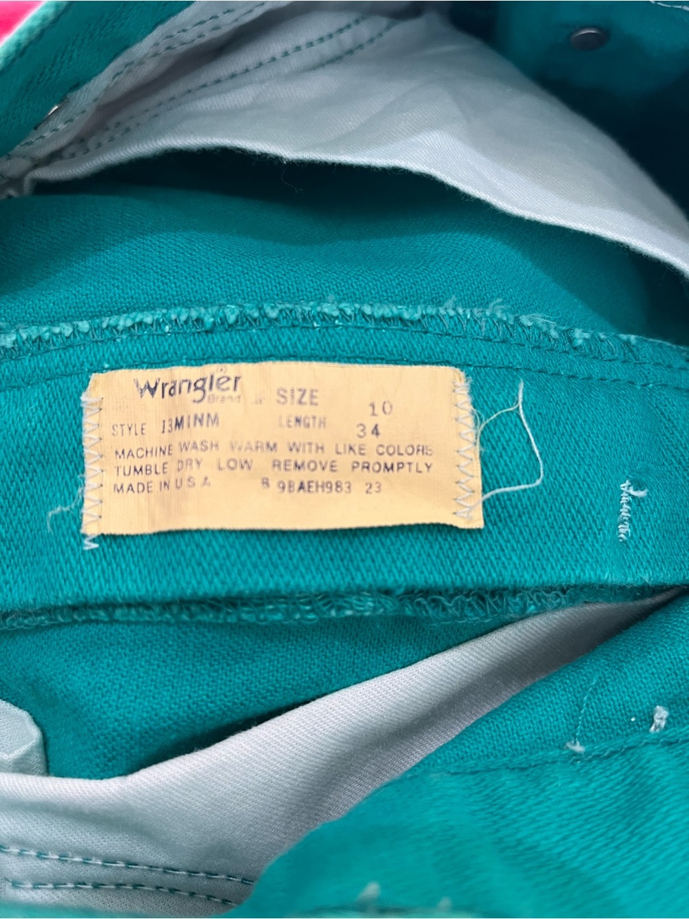 Wrangler Women’s Teal Flare Jeans vintage made in USA - Picture 12 of 13
